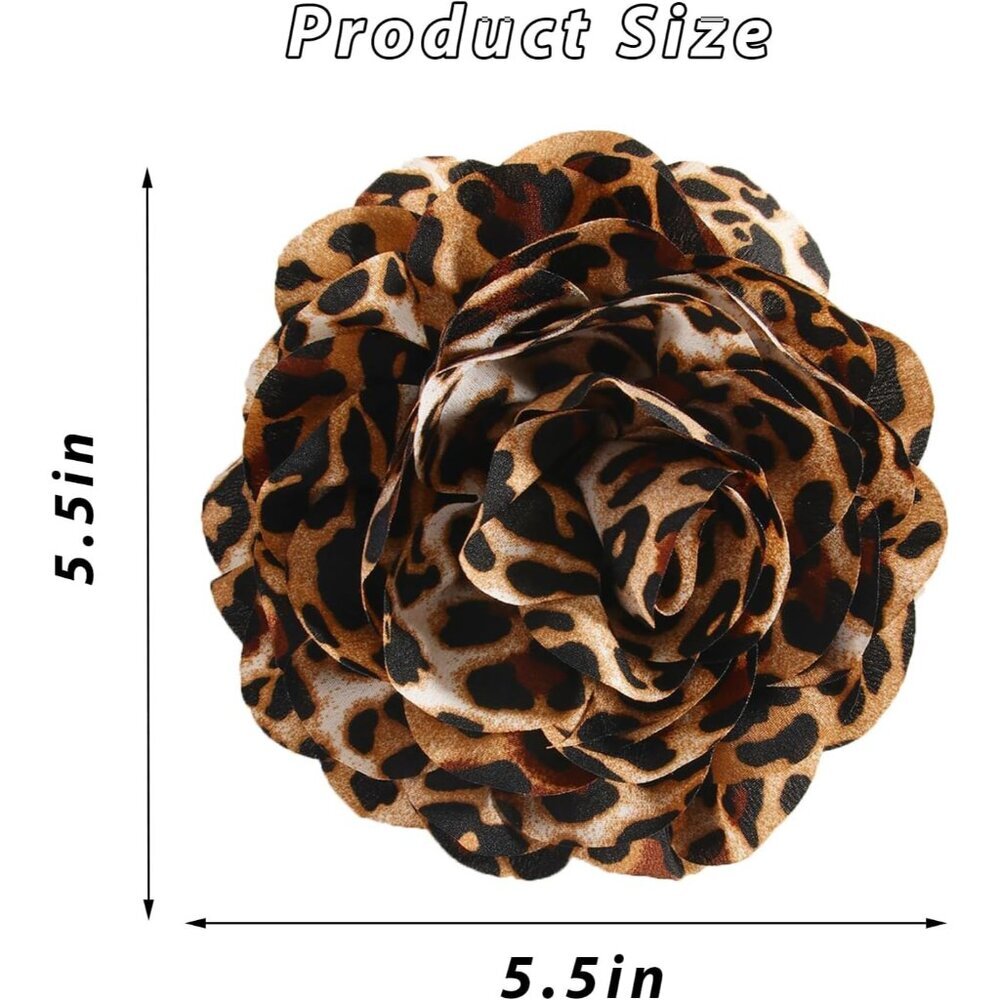 Chic Leopard Print Floral Hair Clip - Elegant Brooch for Dress and Suits - Picture 7 of 7